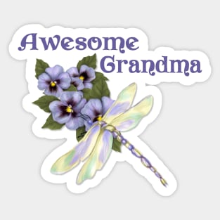 Purple Pansies for Awesome Grandma Sticker